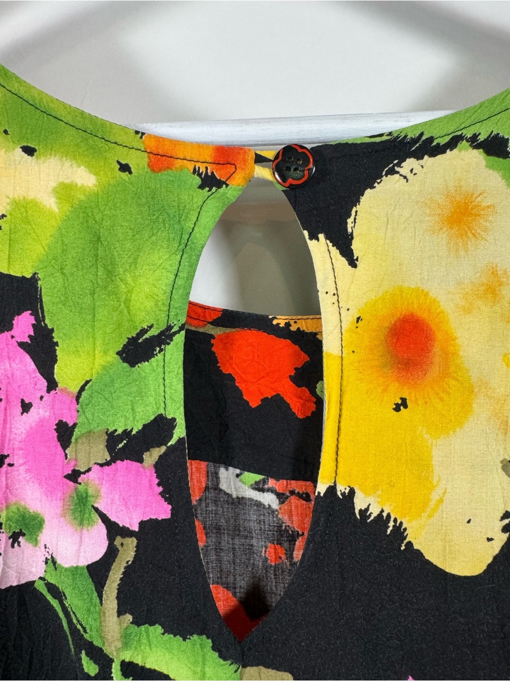 Jams World Vintage Dress Flora Grande BLK Hawaiian Tropical Resort Vacation M - Picture 6 of 10